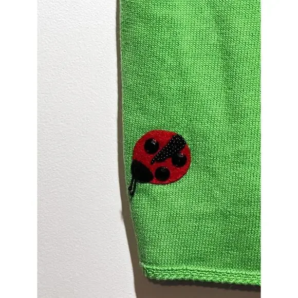 Michael Simon EUC Green Beaded Ladybug Sleeveless Sweater Dress M Vintage VTG - Picture 5 of 5